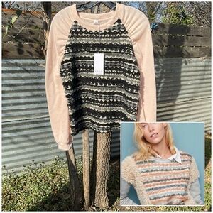 NWT Anthropologie AMADI Faux Fur Fleece Textured Sweater XS